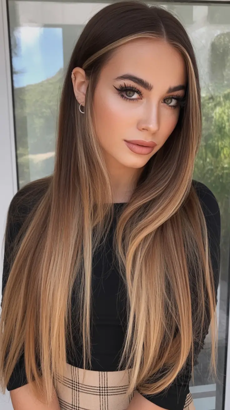 September haicuts Butter Brunette Glass Hair with Long Layers