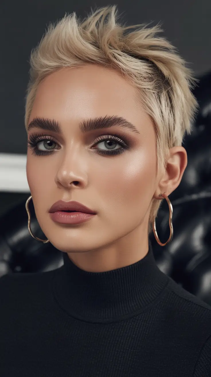 September haicuts Frosted Blonde Crop with Spiked Crown