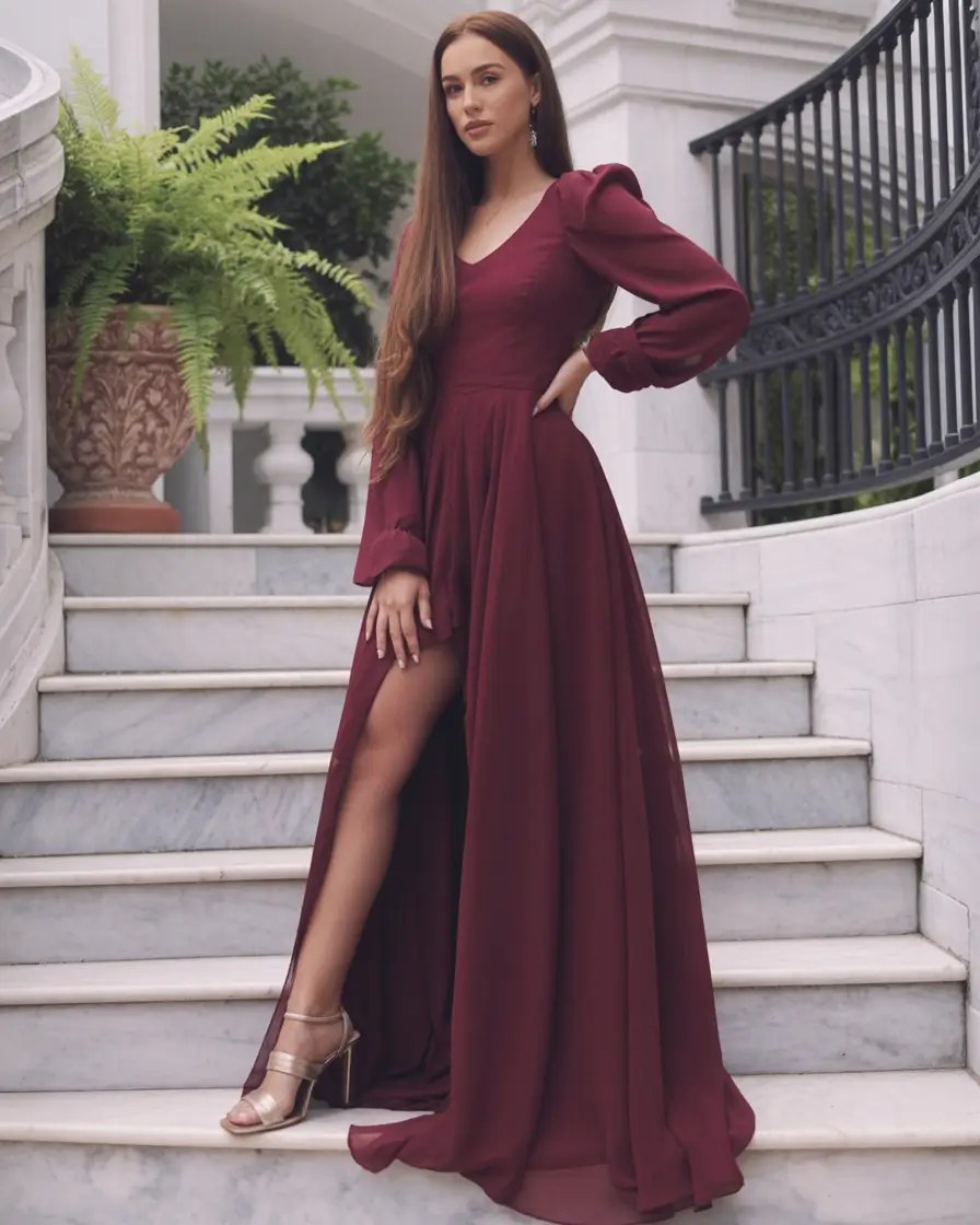 october wedding guest outfits ideas 2025 Deep Burgundy for Elegant Evenings