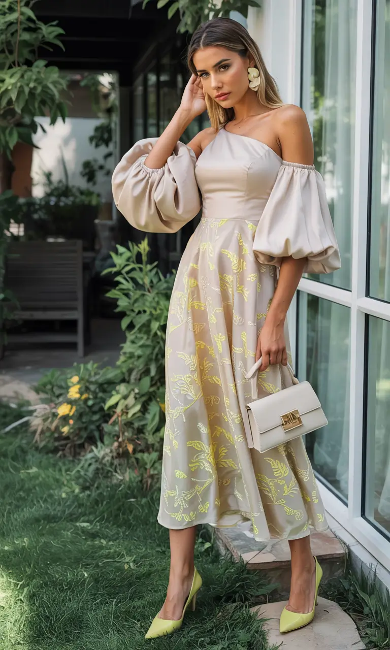 october wedding guest outfits ideas 2025 Modern Romance with One-Shoulder Drama