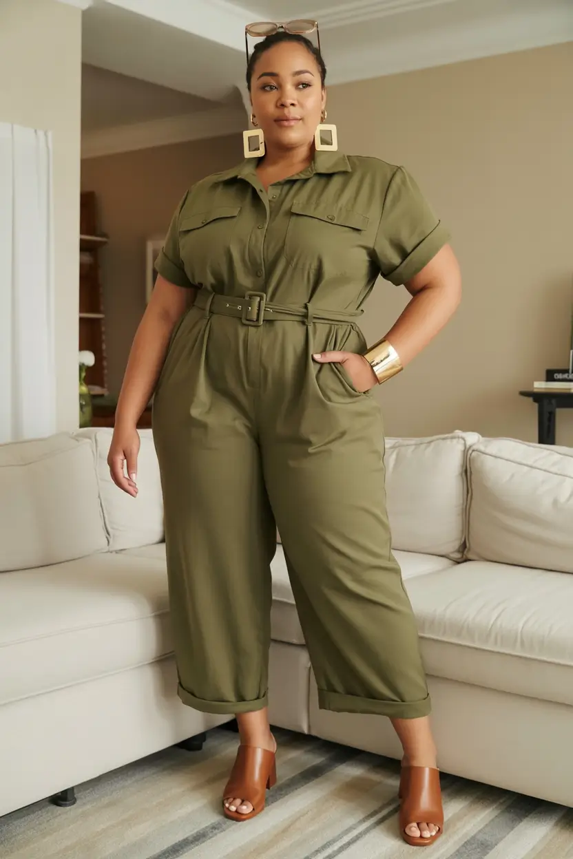 plus size fall fashion </p>
<h2>Utility Jumpsuit with Glam Details</h2>
<p>