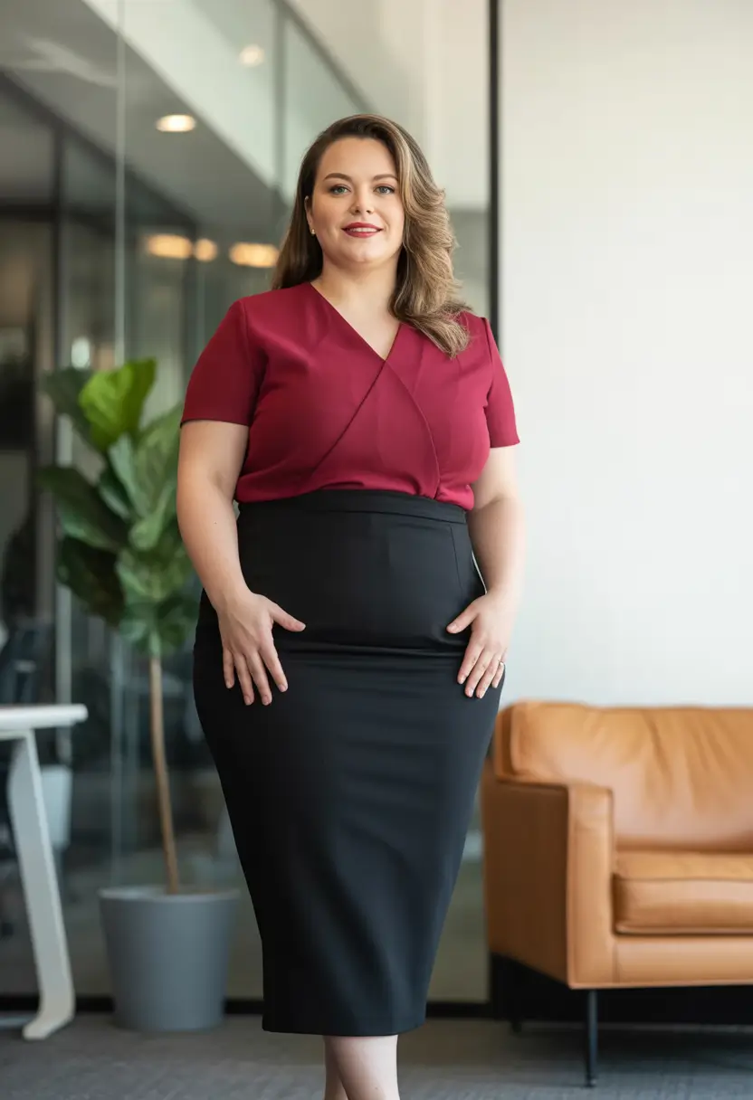 plus size fall fashion </p>
<h2>Boss Mode in Pencil Skirt Elegance</h2>
<p>