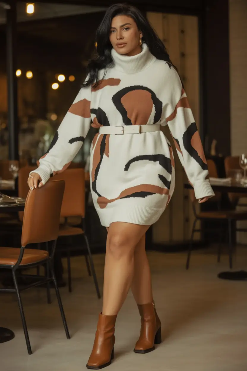 plus size fall fashion </p>
<h2>Sweater Dress, but Make It Art</h2>
<p>