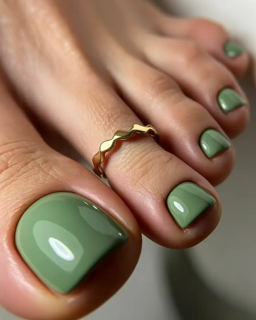 September toe nails Sage Green Serenity