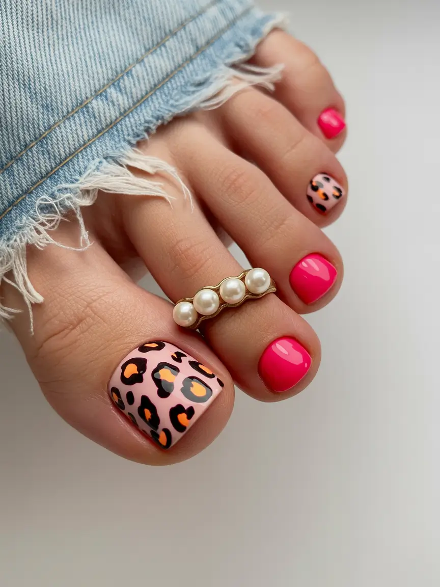 September toe nails Hot Pink Leopard for the Brave Ones