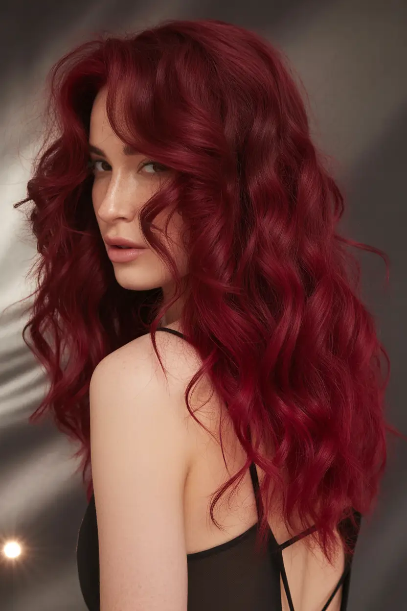 Fall red hair color Merlot Ribbon Waves