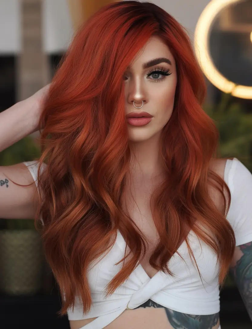 Fall red hair color Toasted Copper Volume Waves