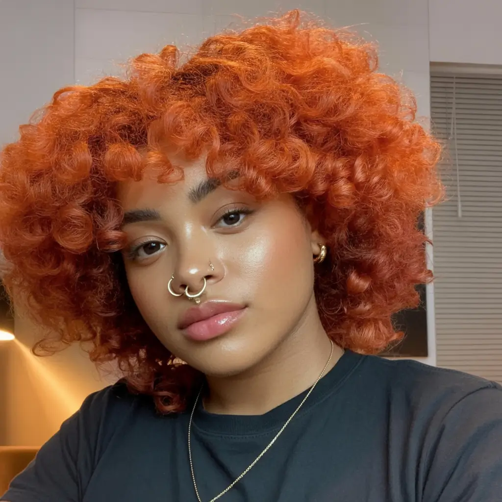 Fall red hair color Spiced Tangerine Curls with Volume