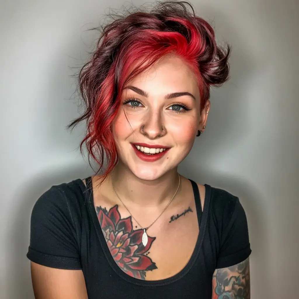 Fall red hair color Electric Cherry Pixie Shag