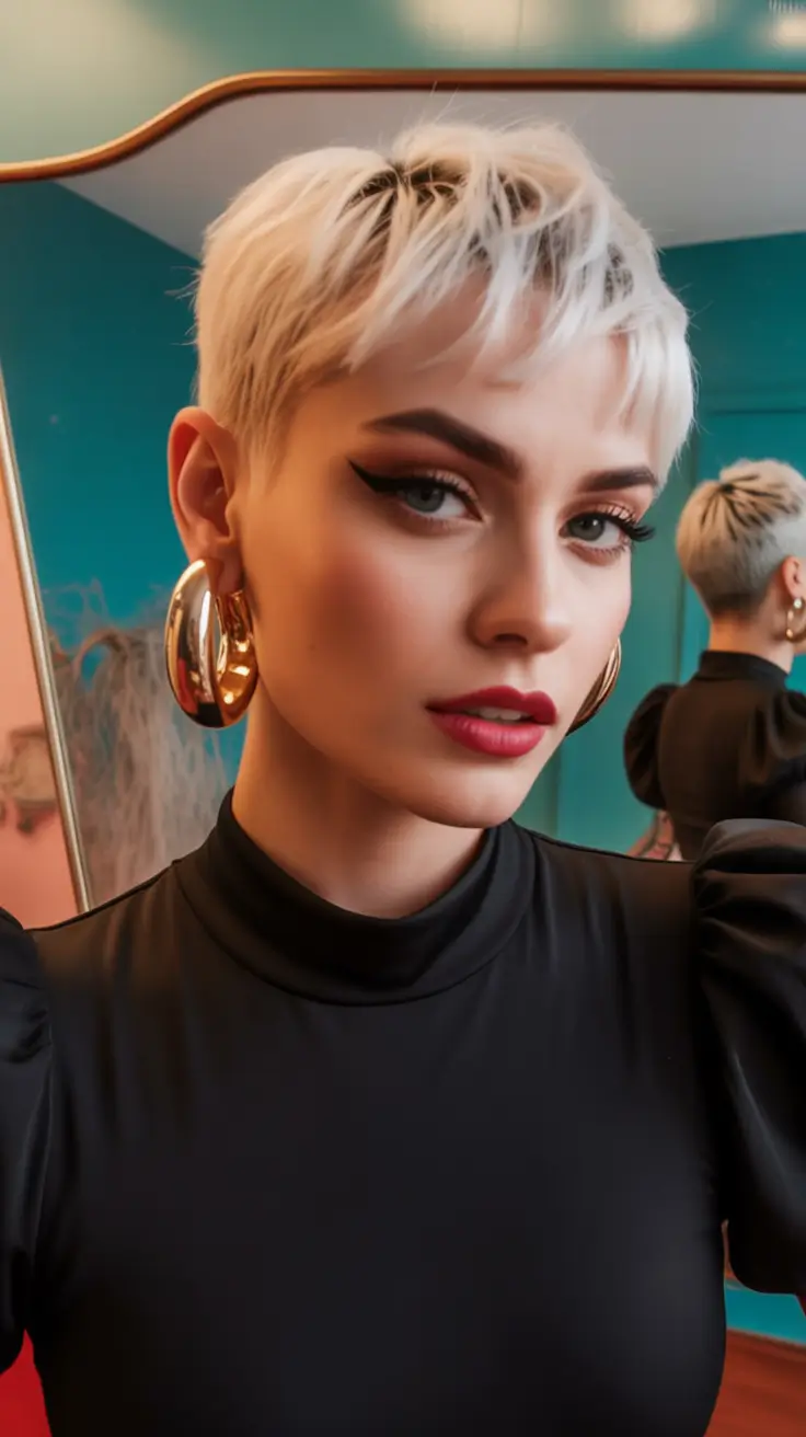 September hair color Platinum Frost Pixie