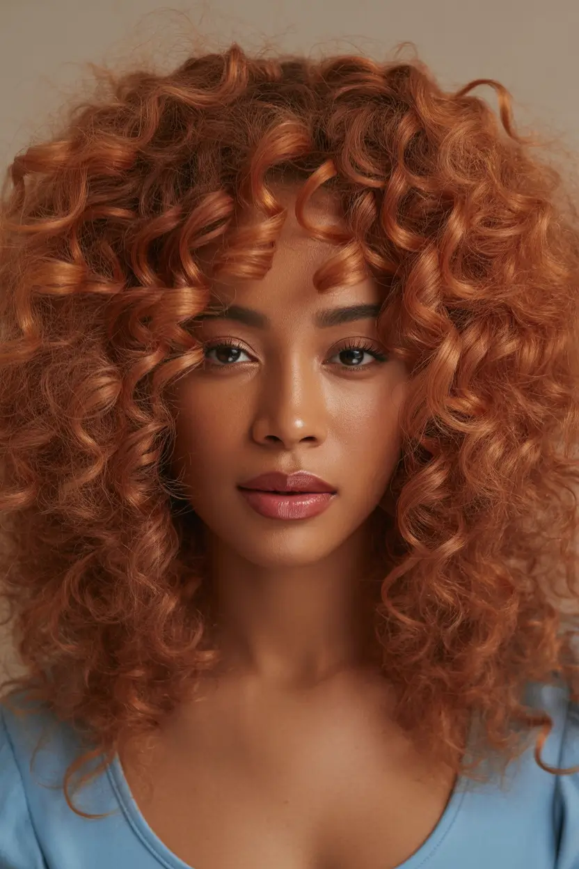 September hair color Soft Ginger Coils
