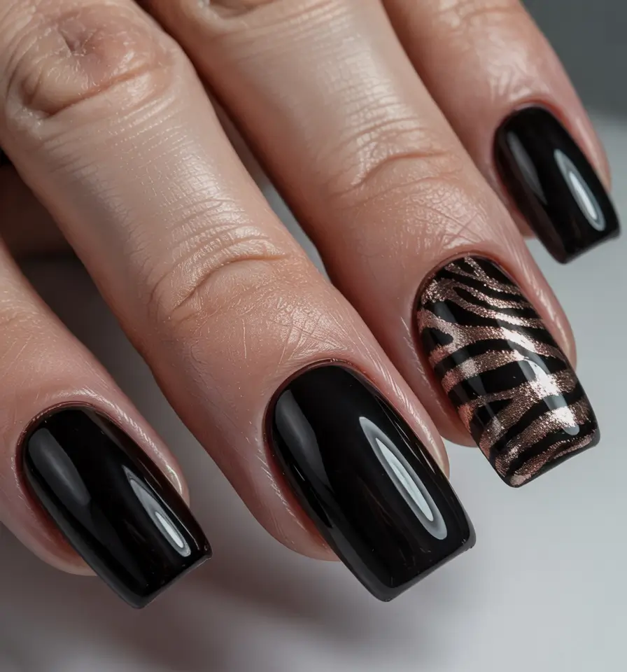 September nails design Rose Gold Safari Chic