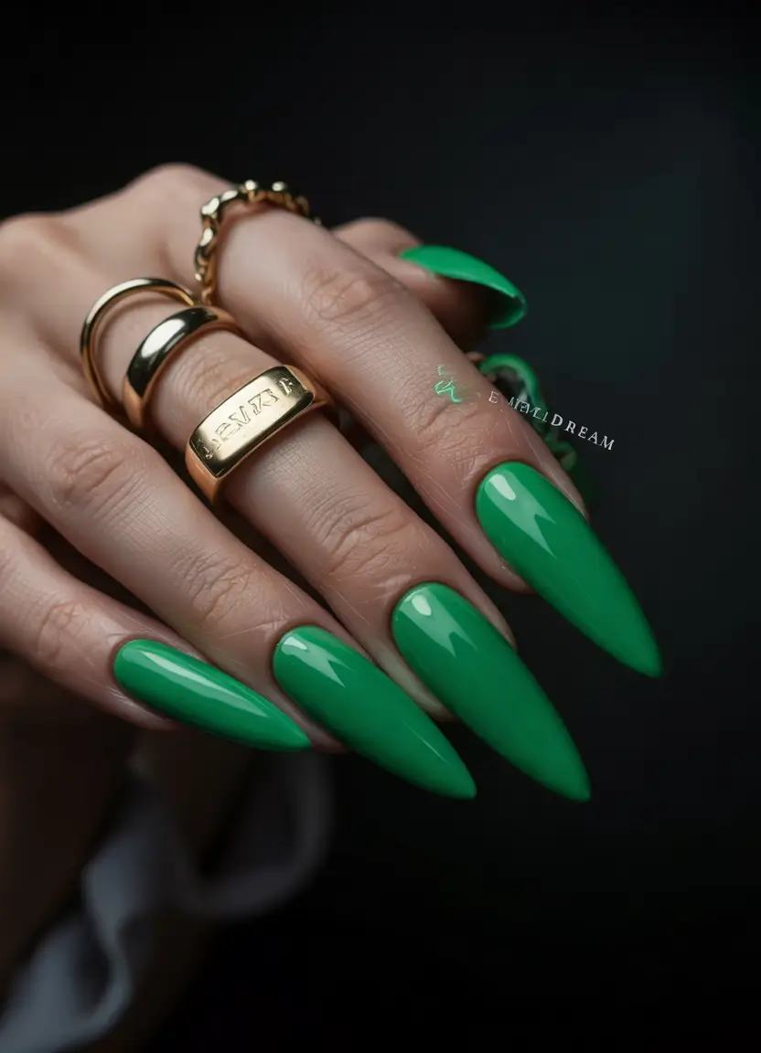 September nails design Retro Emerald Power