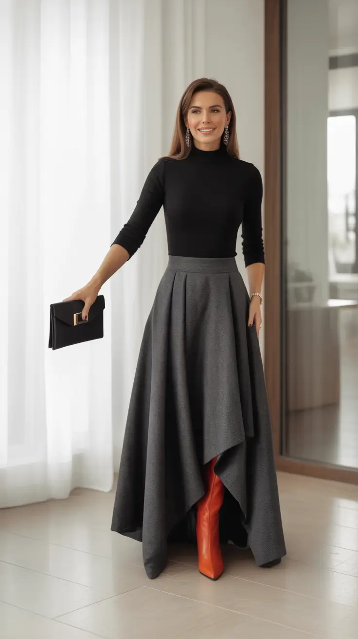 fall-outfits-for-women-over-40-Dramatic-Elegance-with-a-Sculptural-Silhouette