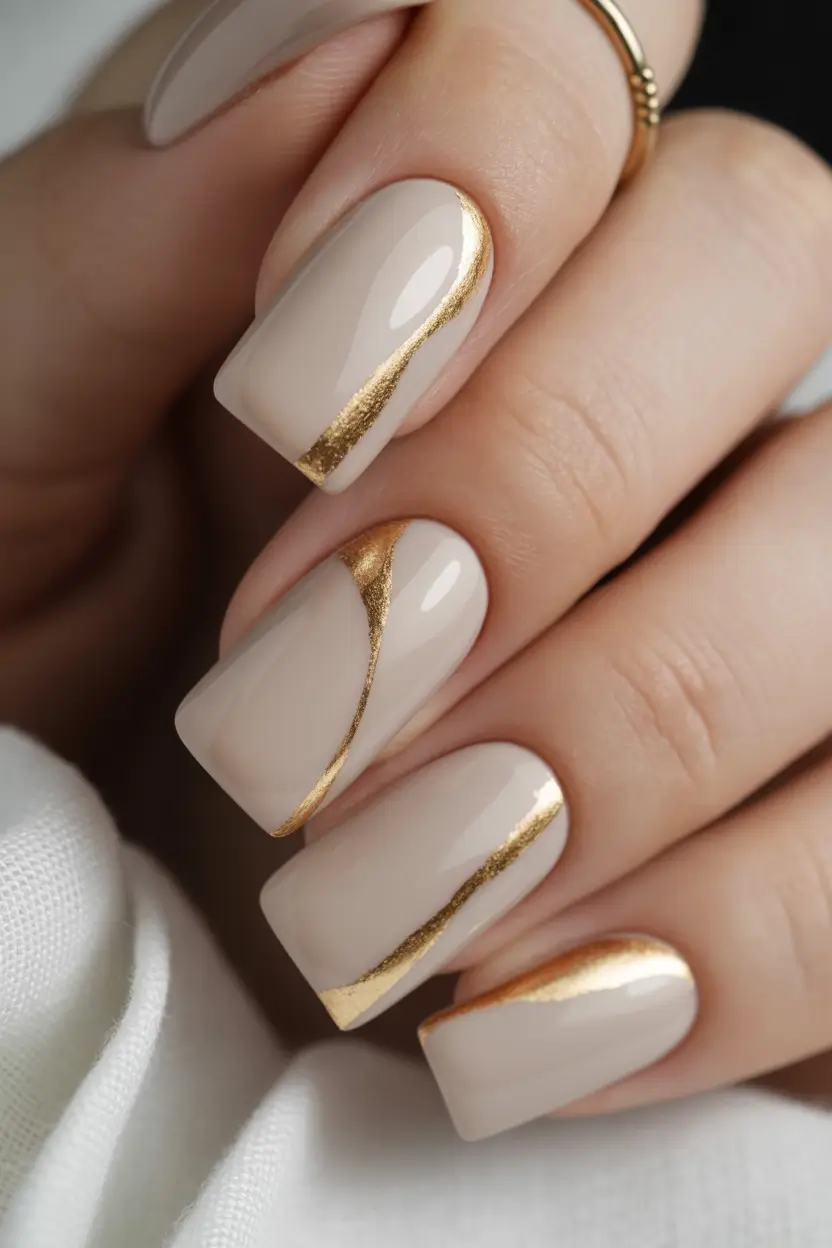 autumn nails color Champagne Edges with a Twist