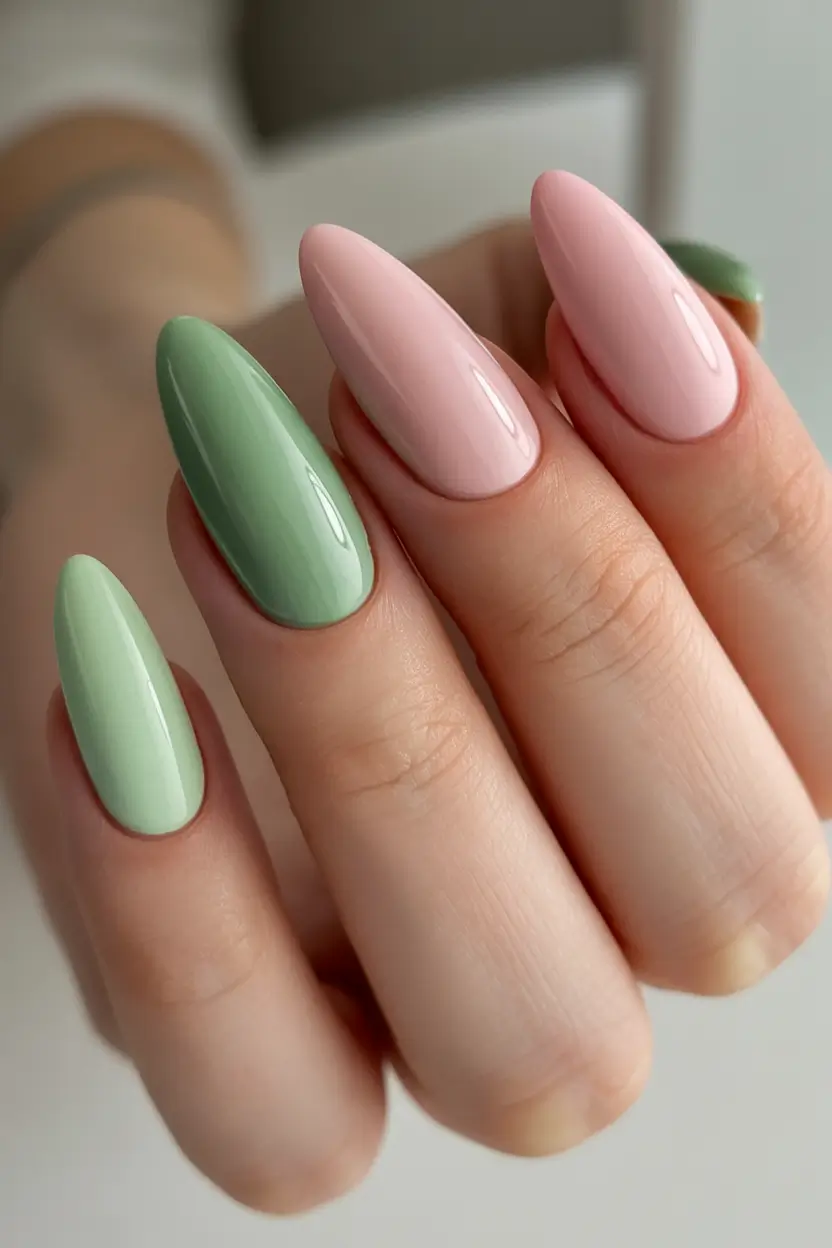 autumn nails color Frosted Sage & Rose Gloss