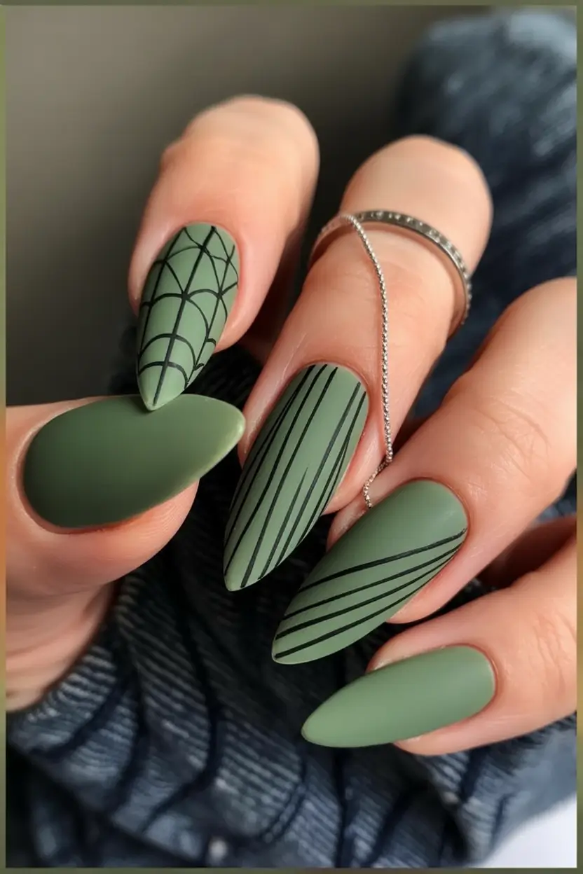 autumn nails color Geometric Olive Matrix