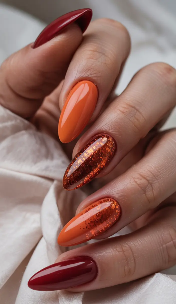 autumn nails color Glossy Spice Stack