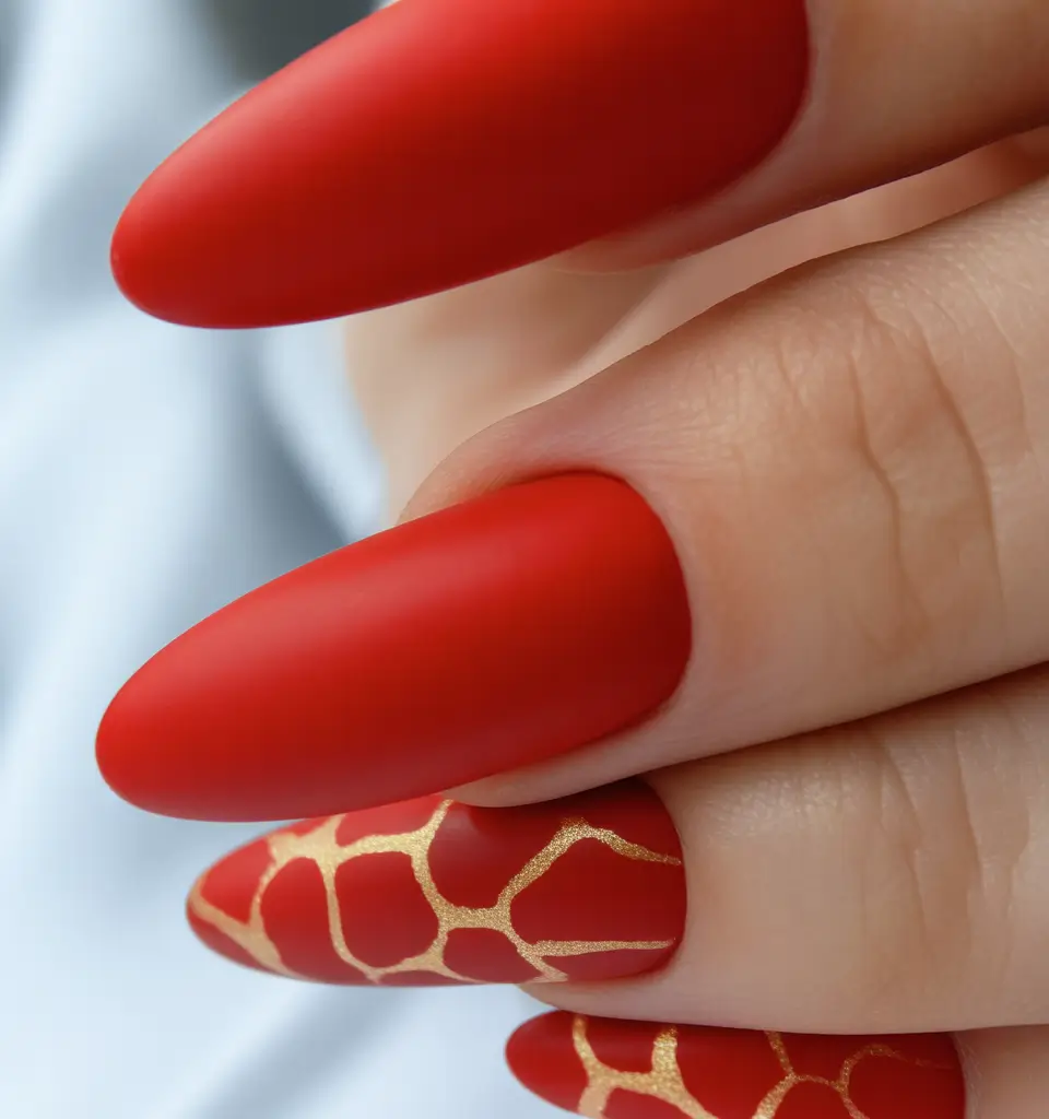 autumn nails color Gilded Wildfire on Crimson Matte