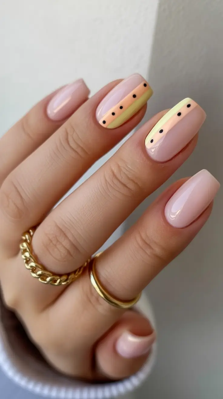 autumn nails color Sun-Dipped Neutrals with Dot Drama