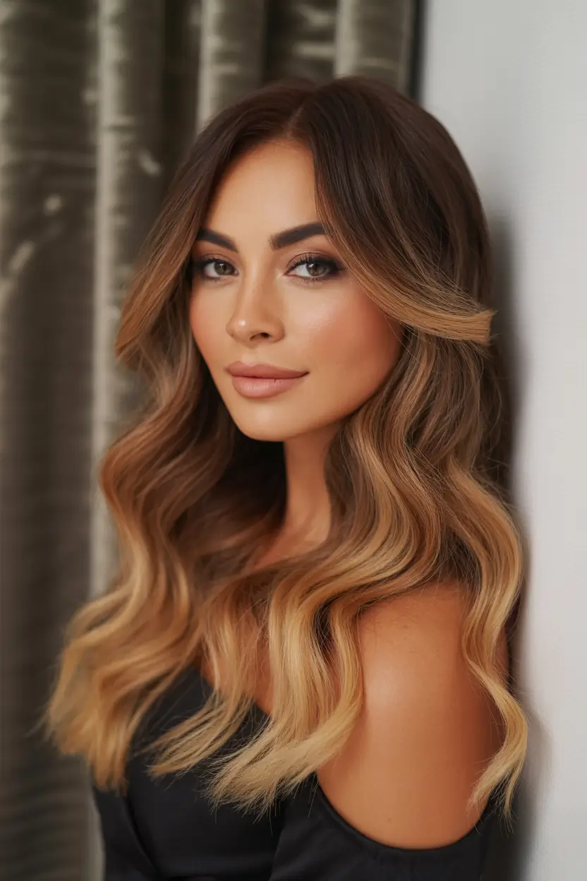 Fall brunette hair color Golden Mocha S-Waves