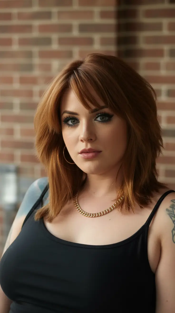 Fall haircuts for plus size women Auburn Shaggy Layers