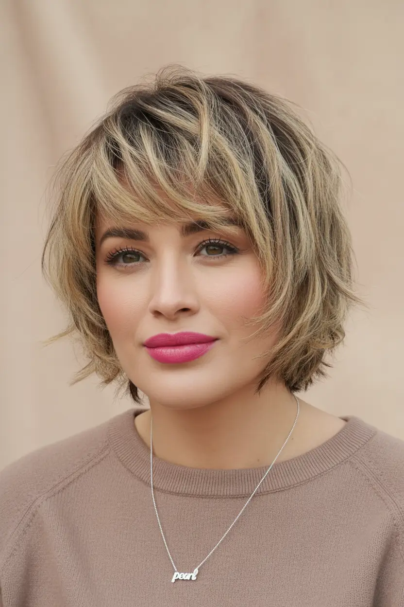 Fall haircuts for plus size women Textured Choppy Blonde Bob