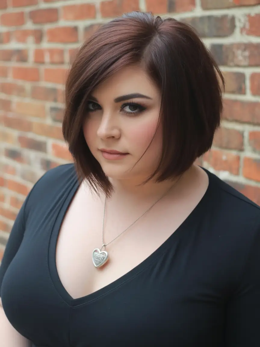 Fall haircuts for plus size women Angled Chocolate Lob