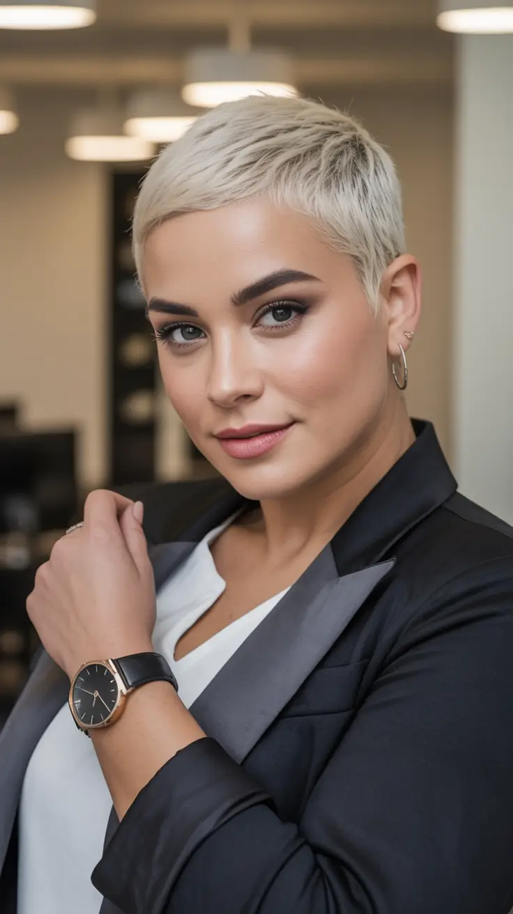 Fall haircuts for plus size women Ultra Short Blonde Crop