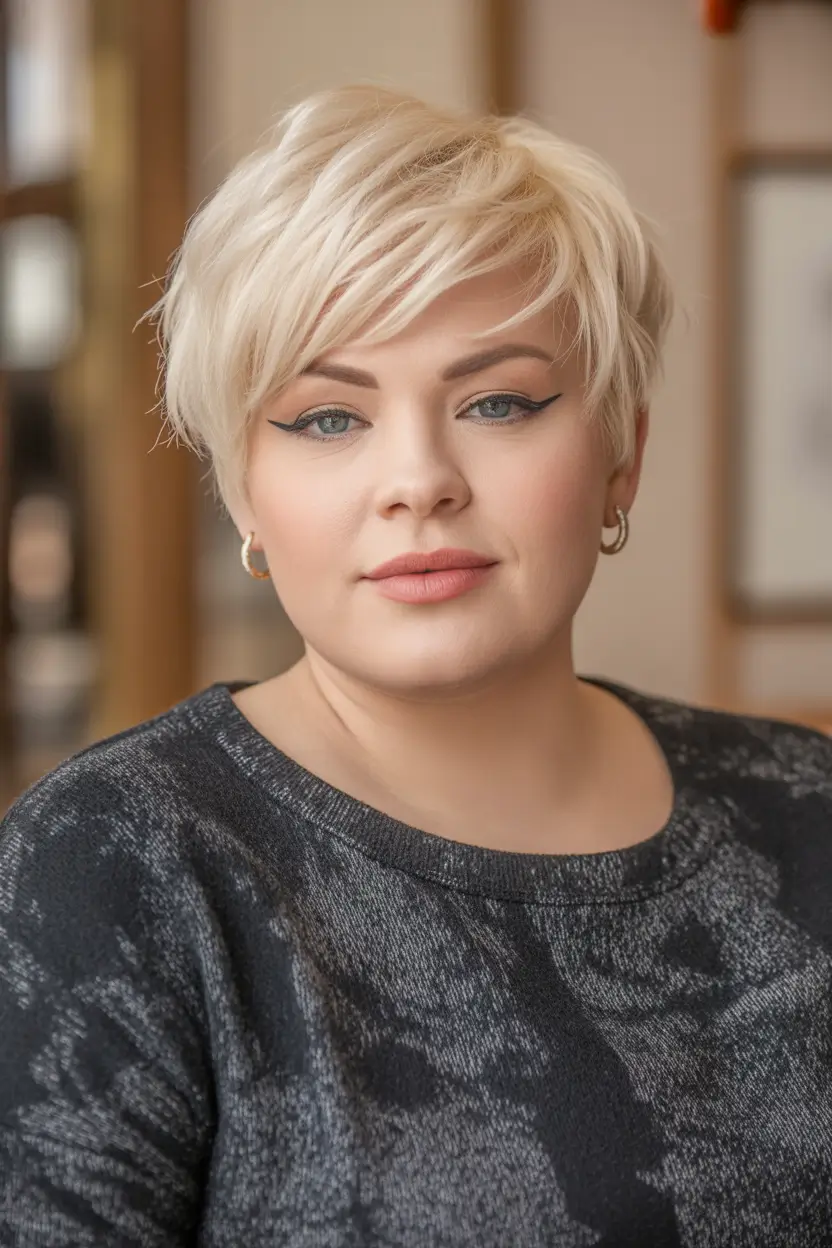 Fall haircuts for plus size women Long Pixie Asymmetrical