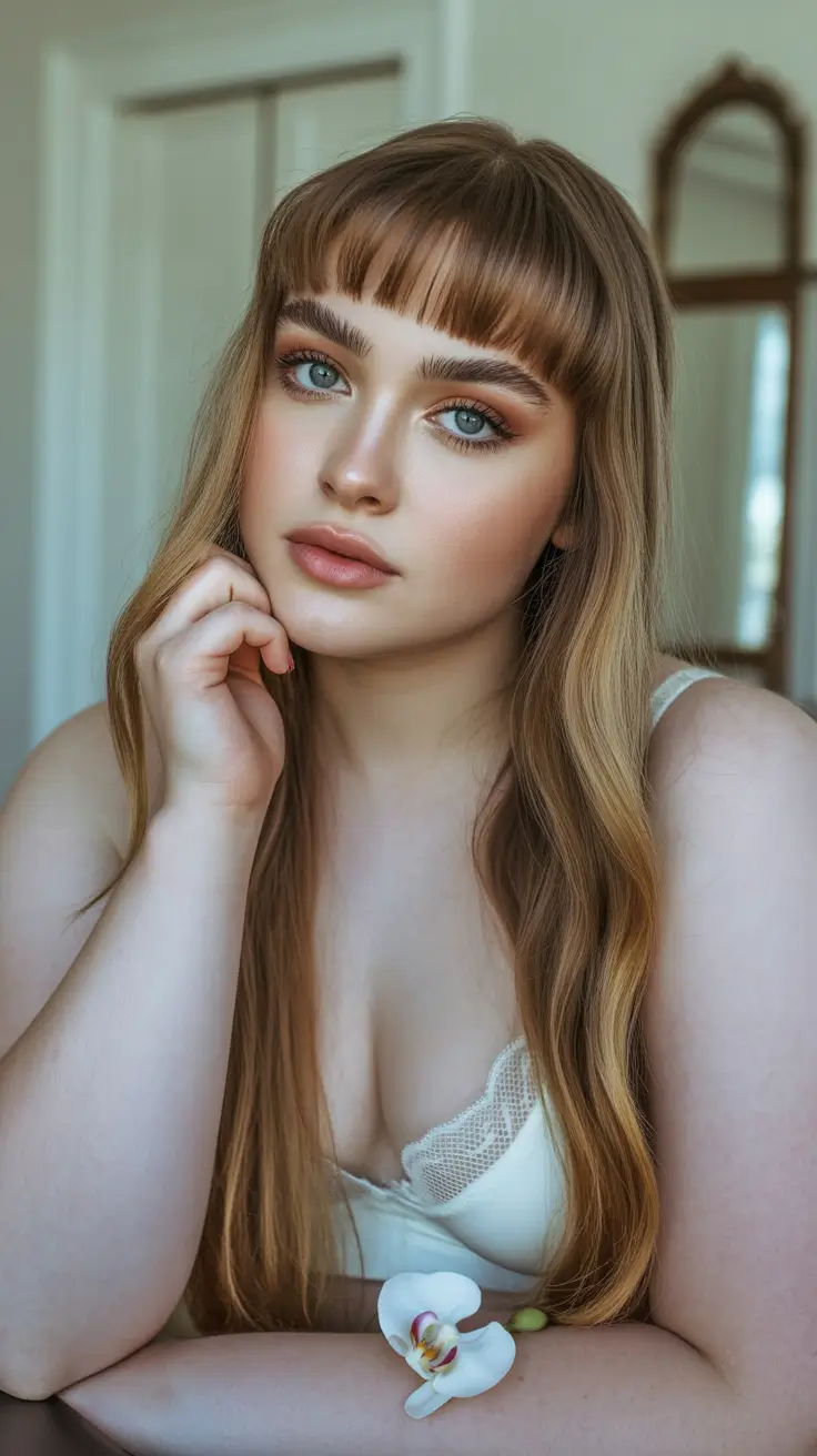 Fall haircuts for plus size women Long Layers with Bangs