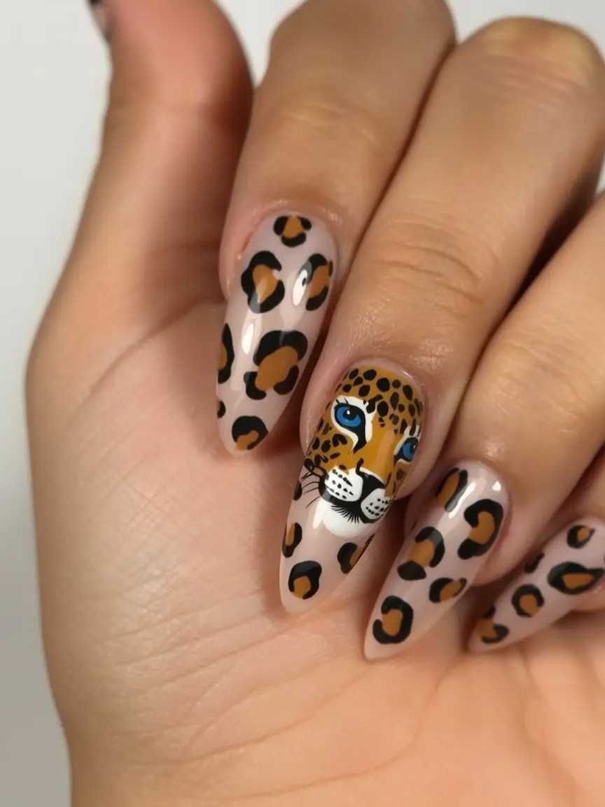 fall nails art Wild Stare: Leopard Glam with a Twist