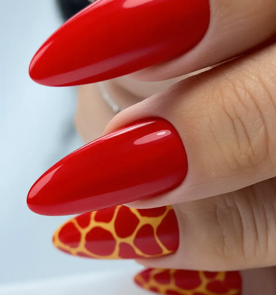fall nails art Red Hot Safari: Gloss Meets Giraffe Graphic