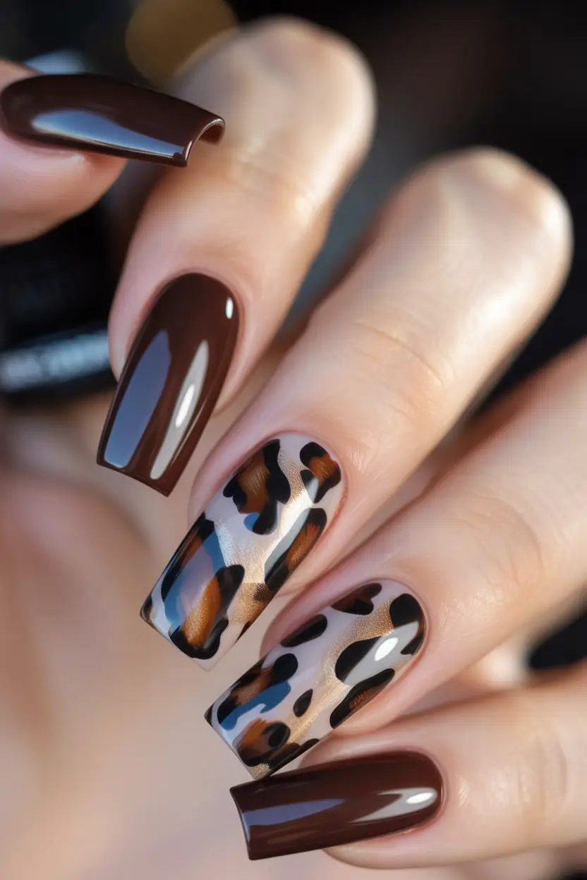 fall nails art Wild & Glossy: Leopard Luxe