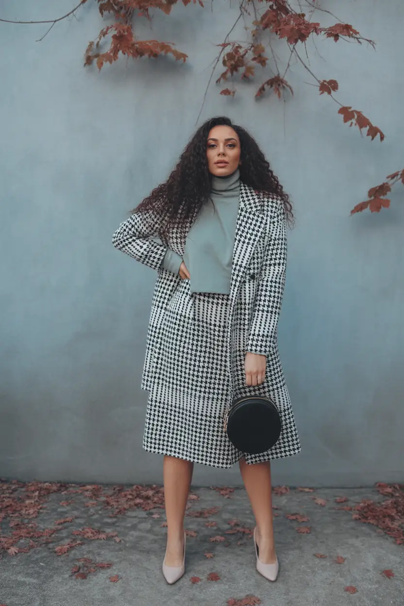 NYC fall outfits Monochrome Houndstooth Authority