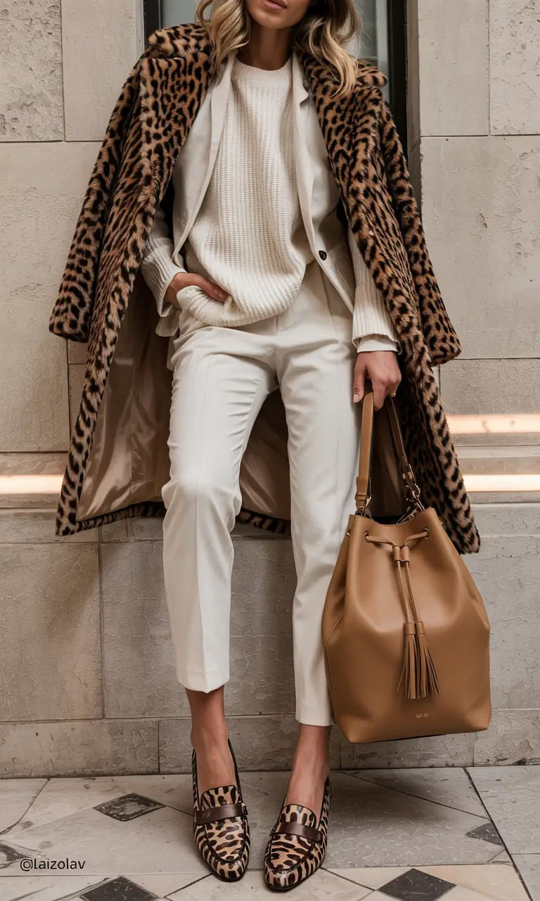 NYC fall outfits Leopard Luxe in a Cream Dream