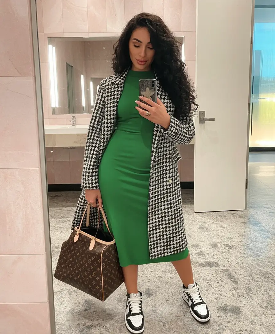 warm fall outfits Houndstooth Heritage Meets Street Style Energy