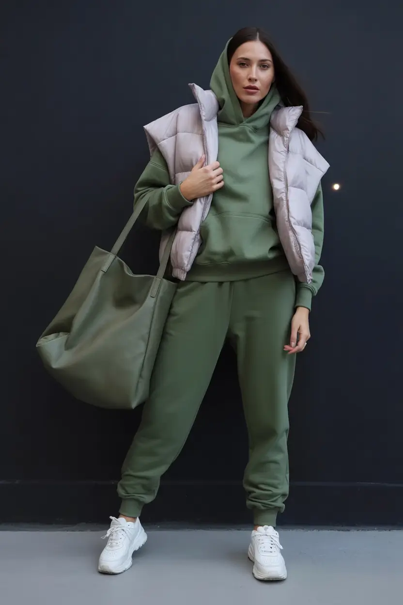 warm fall outfits Muted Sage for Laid-Back Luxe