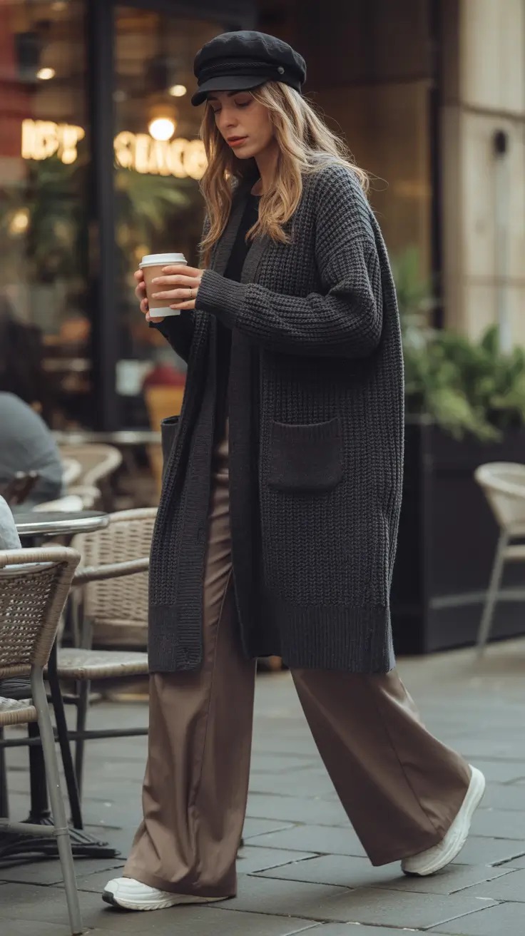 warm fall outfits Slouchy Knit Elegance for Slow Coffee Mornings