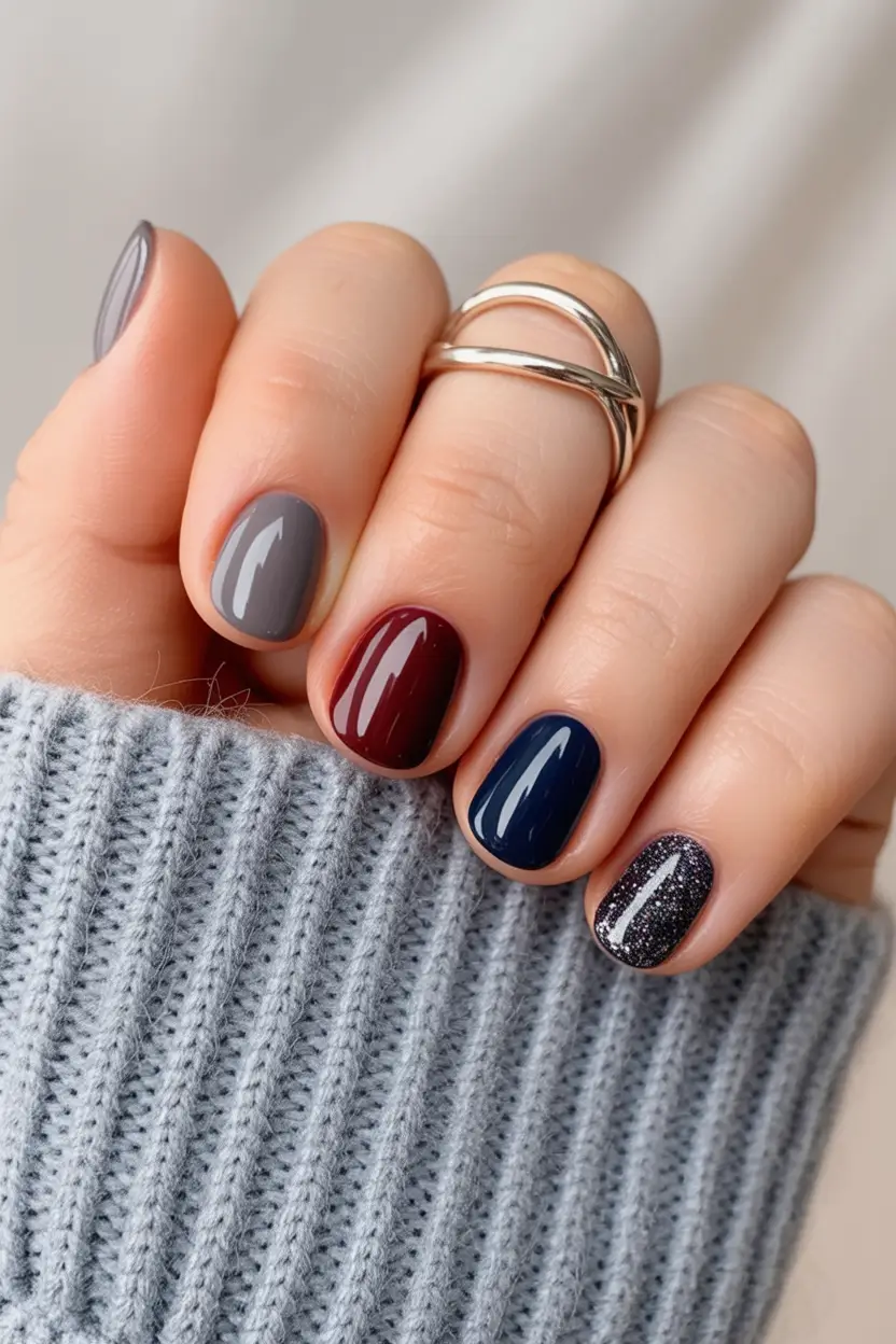 cute-fall-nails-Moody-Multicolor-Minimalism