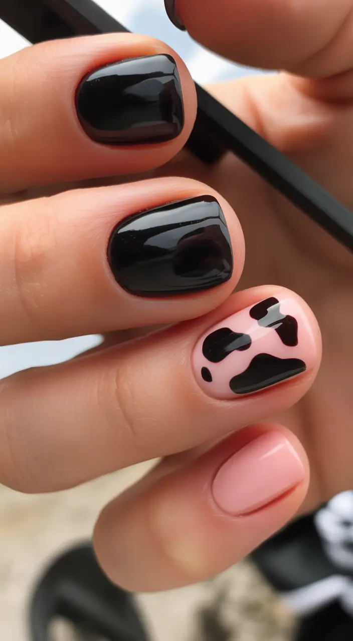 cute-fall-nails-Graphic-Cow-Print-with-Jet-Black-Drama