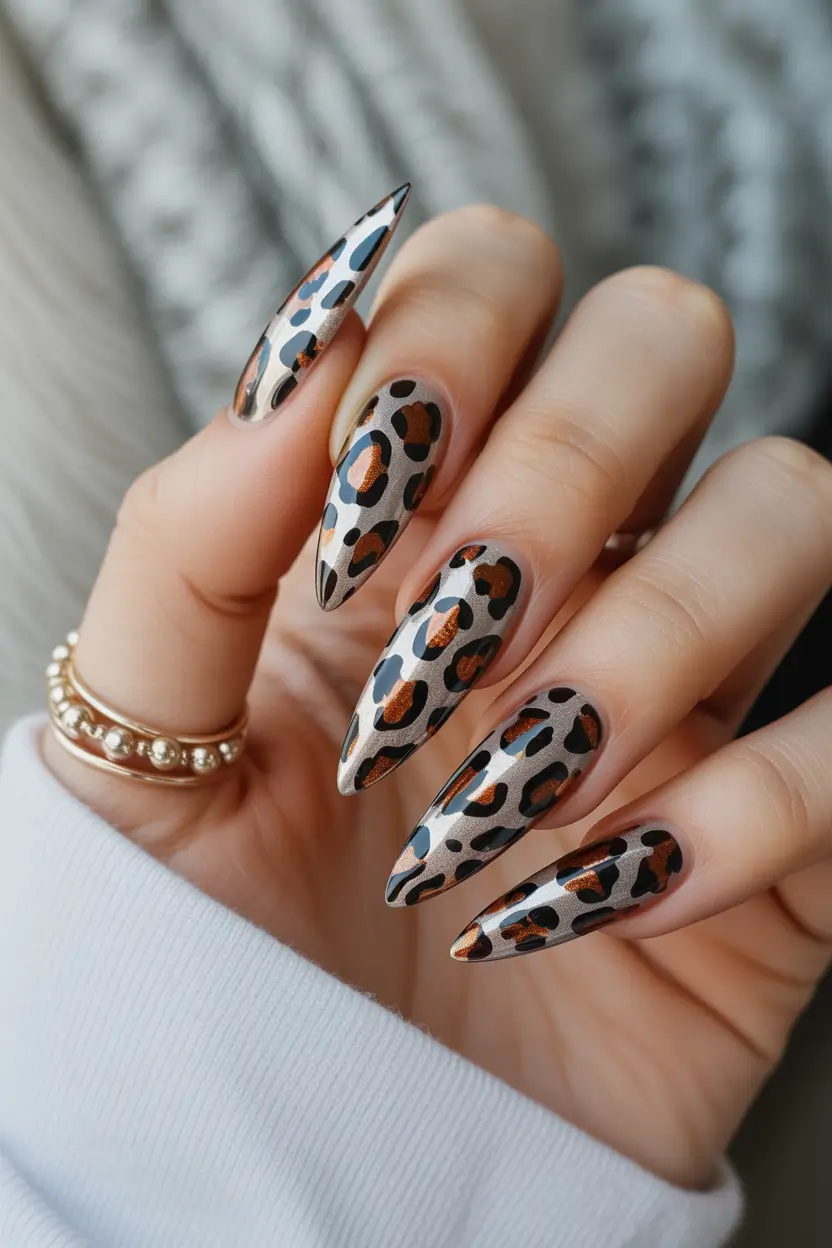 early fall nails 2025 Molten Leopard Luxe