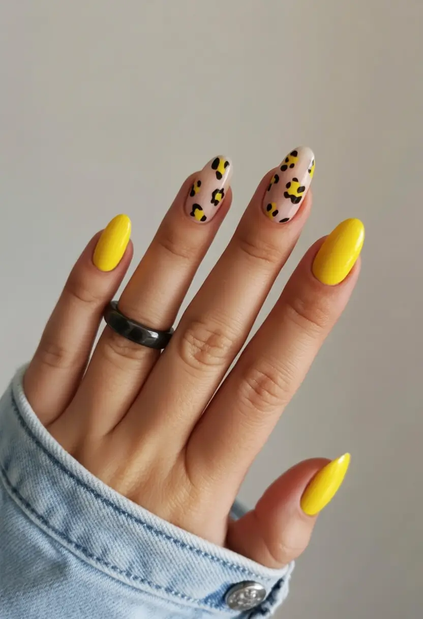 early fall nails 2025 Sunset Safari Meets Almond Bright