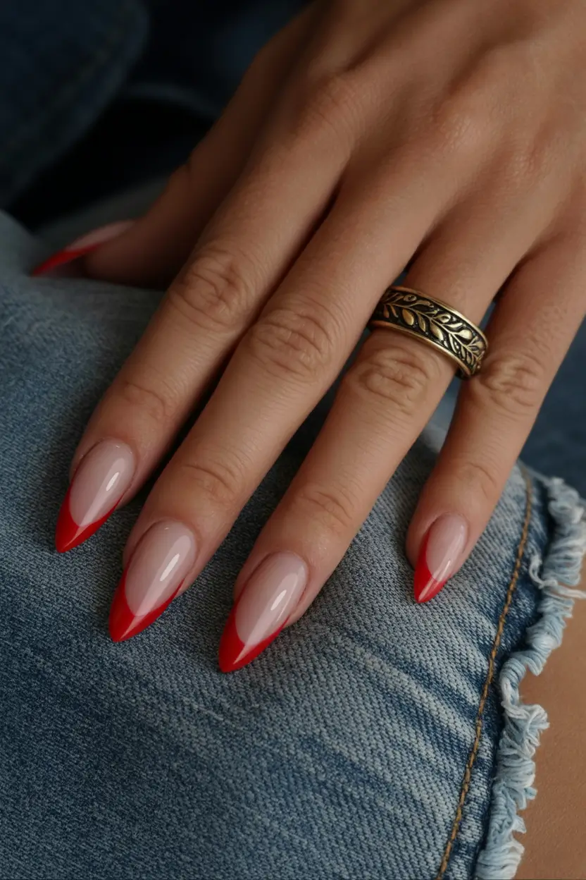 Fall French tip nails Classic Scarlet Points