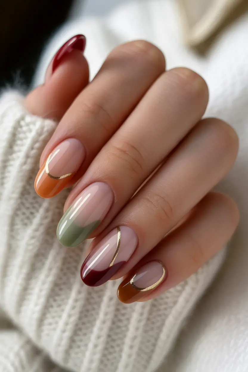 Fall French tip nails Autumn Palette Elegance