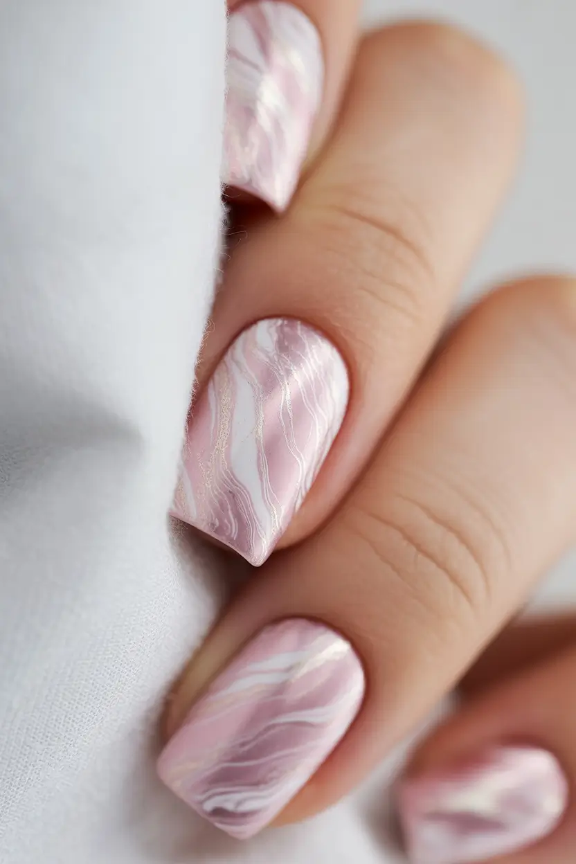2025 pink fall nails Soft Marble Dreams