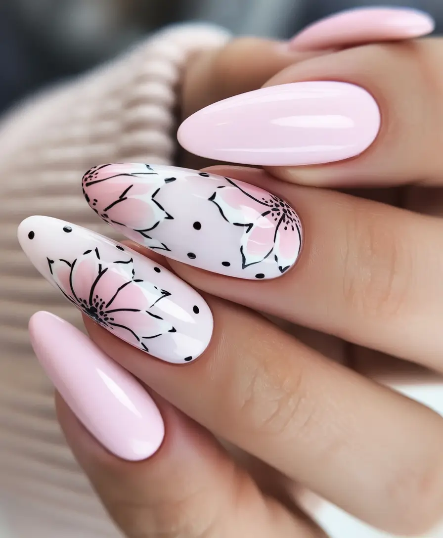 2025 pink fall nails Delicate Petal Sketch