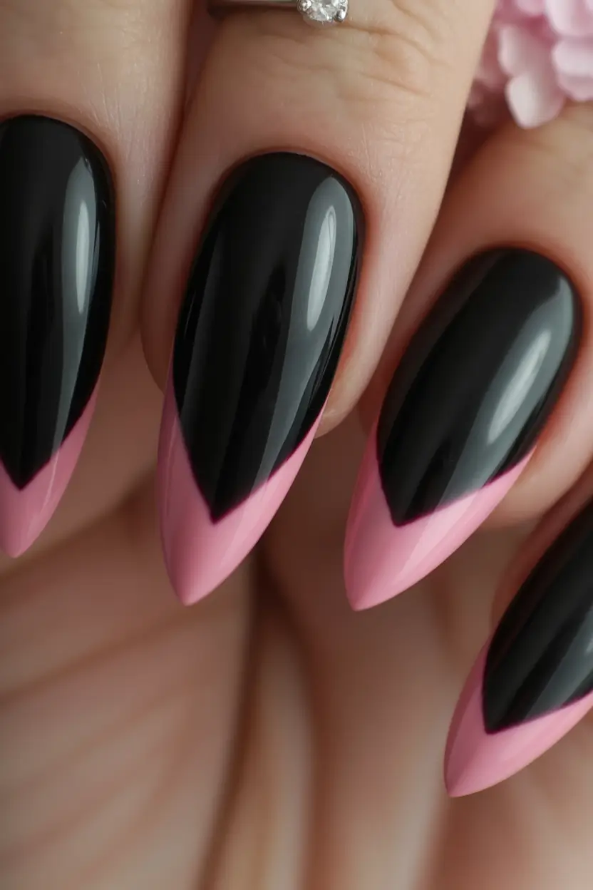 2025 pink fall nails Black & Pink Drama