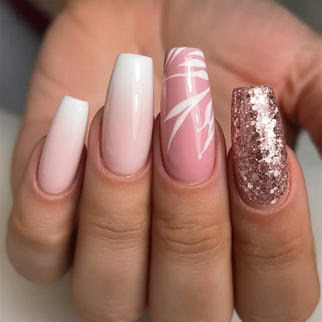 2025 pink fall nails Pink Glitter Harmony