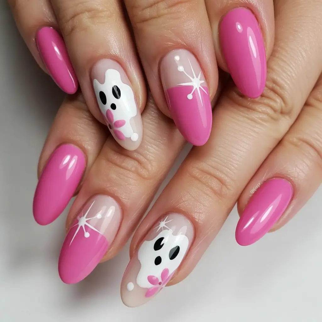 2025 pink fall nails Whimsical Pink Pop